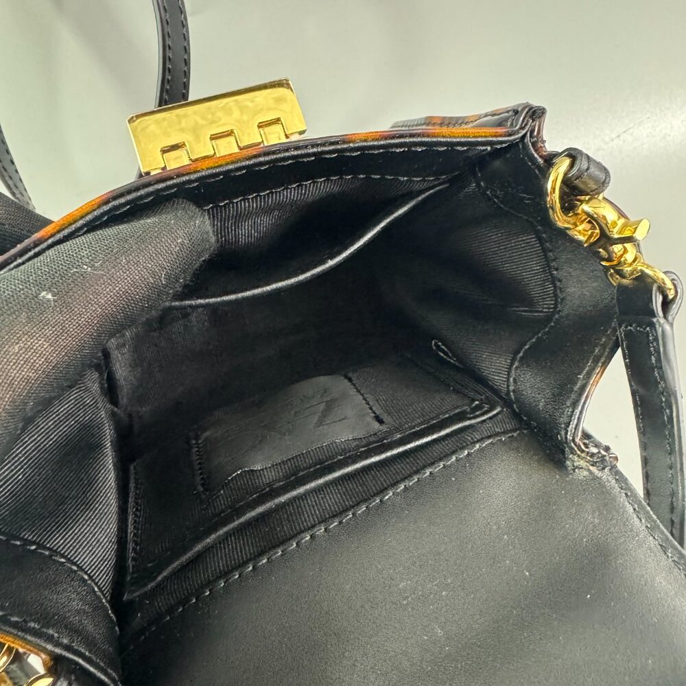 ZAC Zac Posen Leather-Trimmed Tortoise Shell Mini Bag - Picture 12 of 14